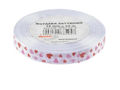 Opakowanie Wstążka satynowa serca biała 12mmx22m
