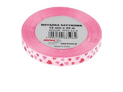 Opakowanie Wstążka satynowa serca różowa 12mmx22m