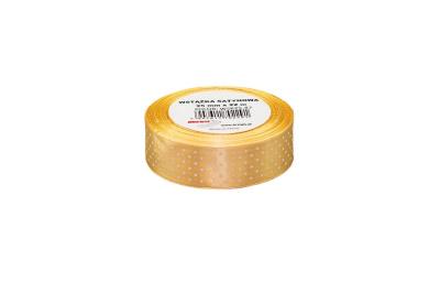 Opakowanie Wstążka satynowa w kropki beżowa 25mmx22m