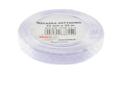 Opakowanie Wstążka satynowa w kropki biała 12mmx22m