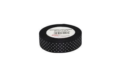 Opakowanie Wstążka satynowa w kropki czarna 25mmx22m