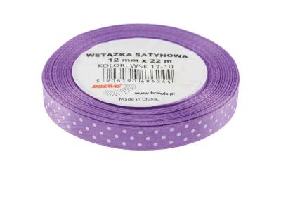 Opakowanie Wstążka satynowa w kropki fioletowa 12mmx22m