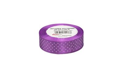 Opakowanie Wstążka satynowa w kropki jasna fioletowa 25mmx22m