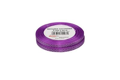 Opakowanie Wstążka satynowa w kropki lawendowa 6mmx22m 2szt