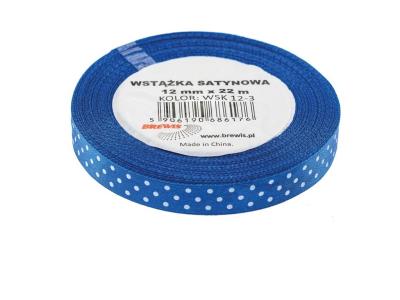 Opakowanie Wstążka satynowa w kropki niebieska 12mmx22m
