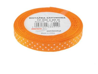 Opakowanie Wstążka satynowa w kropki pomarańczowa 12mmx22m