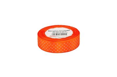 Opakowanie Wstążka satynowa w kropki pomarańczowa 25mmx22m