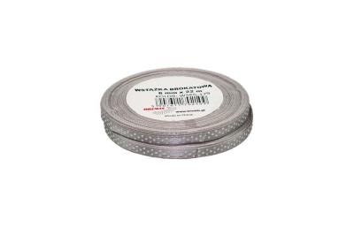 Opakowanie Wstążka satynowa w kropki srebrna 6mmx22m 2szt