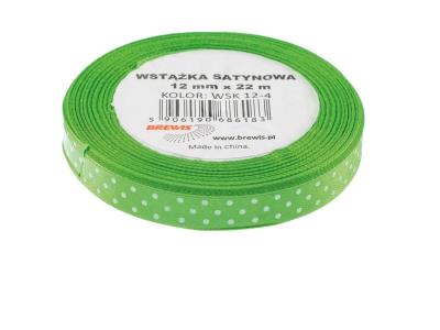 Opakowanie Wstążka satynowa w kropki zielona 12mmx22m