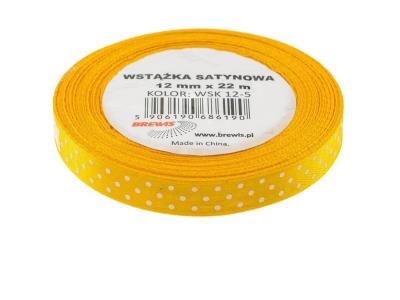 Opakowanie Wstążka satynowa w kropki żółta 12mmx22m