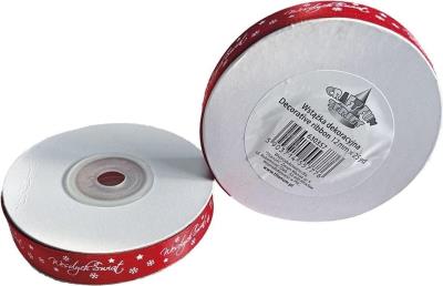 Opakowanie Wstążka satynowa Wesołych Świąt 12mm czerwona