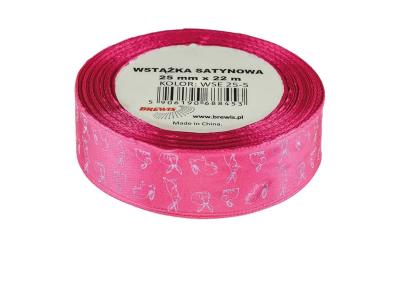 Opakowanie Wstążka satynowa wielkanocna różowa 25mmx22m