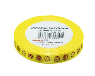 Opakowanie Wstążka satynowa wielkanocna żółta 12mmx22m