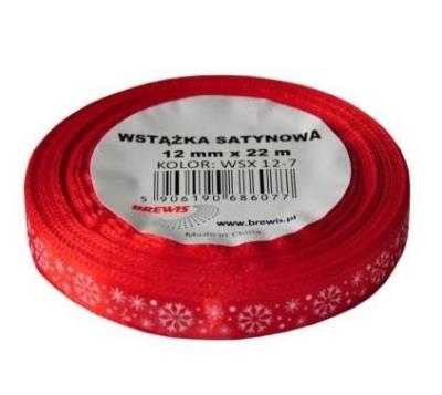 Opakowanie Wstążka satynowa z motywem świątecznym 12mmx22m
