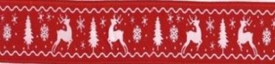 Opakowanie Wstążka satynowa z motywem świątecznym 12mmx22m