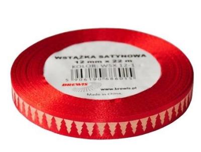 Opakowanie Wstążka satynowa z motywem świątecznym 12mmx22m