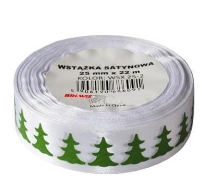 Opakowanie Wstążka satynowa z motywem świątecznym 25mmx22m