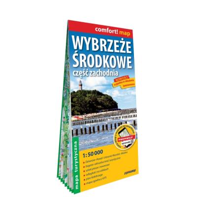 Wybrzeże Środkowe część zachodnia laminowana mapa turystyczna 1:50 000. Autor: Opracowanie zbiorowe. SmakLiter.pl Okładka książki Wybrzeże Środkowe część zachodnia laminowana mapa turystyczna 1:50 000