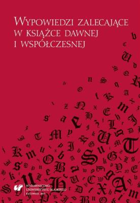 Okładka książki Wypowiedzi zalecające w książce dawnej...
