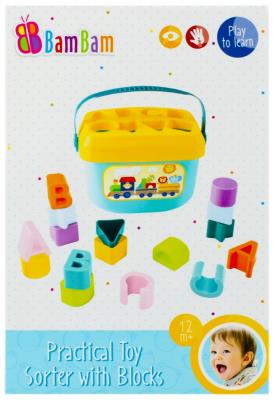 Opakowanie ZABAWKA EDUKACYJNA SORTER KLOCK 2W1