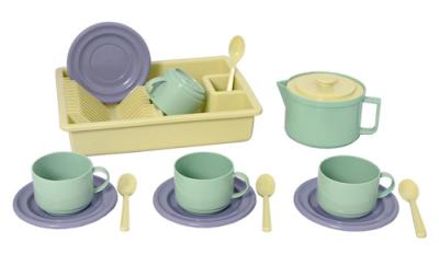 Okładka książki Zabawka zestaw kawowy z bioplastiku 15 części.