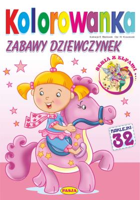 Zabawy dziewczynek. Kolorowanka. Autor: Ernest Błędowski, Ernest Błędowski Włodzimierz Kruszewski. SmakLiter.pl Okładka książki Zabawy dziewczynek. Kolorowanka