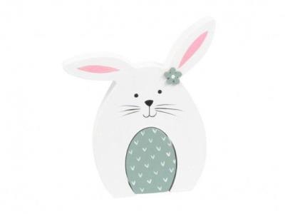 Opakowanie Zając dekoracja drewniana biała 13,5x11.8x2,1cm