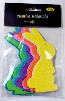 Opakowanie Zajączki z pianki brokatowej 13cm 8szt mix
