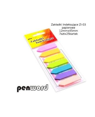 Zakładki indeksujące 12x45mm 7x25szt papierowe. Wydawca: PENWORD. SmakLiter.pl Opakowanie Zakładki indeksujące 12x45mm 7x25szt papierowe