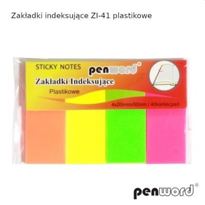 Zakładki indeksujące 20x50mm 4x40szt plastikowe. Wydawca: PENWORD. SmakLiter.pl Opakowanie Zakładki indeksujące 20x50mm 4x40szt plastikowe
