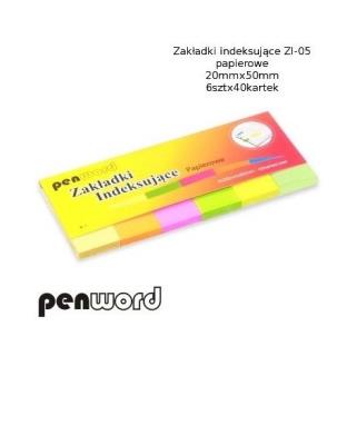 Zakładki indeksujące 20x50mm 6x40szt papierowe. Wydawca: PENWORD. SmakLiter.pl Opakowanie Zakładki indeksujące 20x50mm 6x40szt papierowe