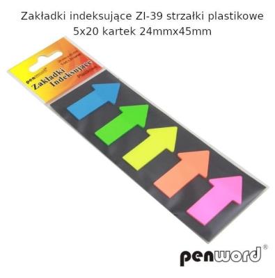 Zakładki indeksujące 24x45mm 5x20szt strzałki. Wydawca: PENWORD. SmakLiter.pl Opakowanie Zakładki indeksujące 24x45mm 5x20szt strzałki