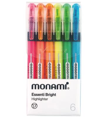 Zakreślacz Essenti Bright 6kol MONAMI. Wydawca: Monami. SmakLiter.pl Opakowanie Zakreślacz Essenti Bright 6kol MONAMI