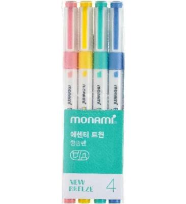 Zakreślacz Essenti Twin 4kol new breeze MONAMI. Wydawca: Monami. SmakLiter.pl Opakowanie Zakreślacz Essenti Twin 4kol new breeze MONAMI