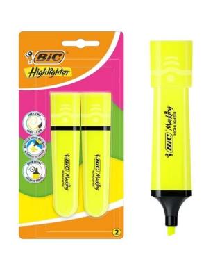 Zakreslacz Flat żółty neon 2szt BIC. Wydawca: Bic. SmakLiter.pl Opakowanie Zakreslacz Flat żółty neon 2szt BIC