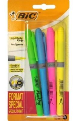 Zakreślacz Highlighter Grip mix 4szt BIC. Wydawca: Bic. SmakLiter.pl Opakowanie Zakreślacz Highlighter Grip mix 4szt BIC