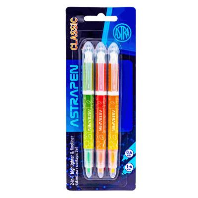 Opakowanie Zakreślacz i cienkopis 2w1 Astrapen 3 kolory