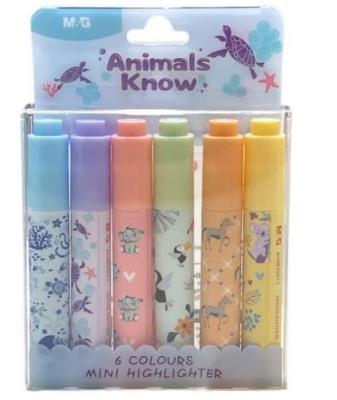 Opakowanie Zakreślacz mini Animals Planet 6 kolorów