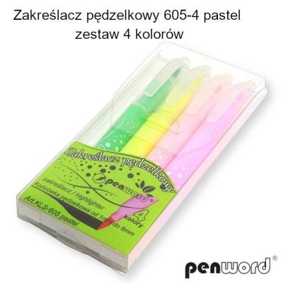 Opakowanie Zakreślacz pędzelkowy pastelowy 4 kolory
