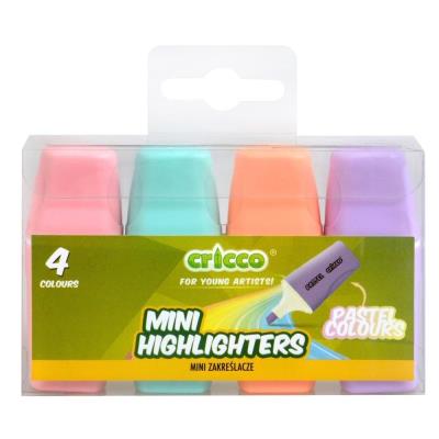 Zakreślacze mini pastel 4 kolory CRICCO. Wydawca: Cricco. SmakLiter.pl Opakowanie Zakreślacze mini pastel 4 kolory CRICCO