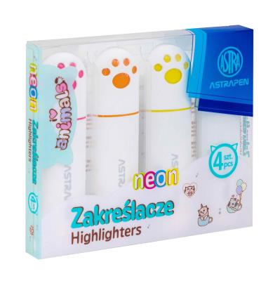 Opakowanie Zakreślacze z uszkami Astrapen Animals neon 4 kolory