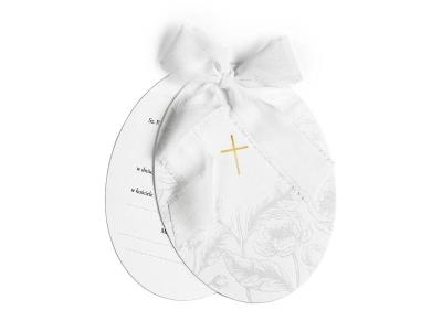 Opakowanie Zaproszenia komunijne Krzyż z gałązkami i kwiatami