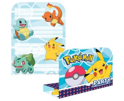 Opakowanie Zaproszenia papierowe z kopertami Pokemon 8szt