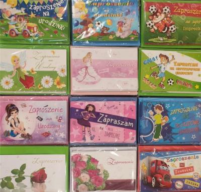 Opakowanie Zaproszenia Urodziny brokat + koperta (10szt)