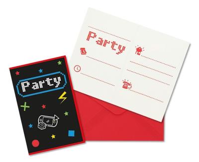Opakowanie Zaproszenia z kopertami Gaming Party 6szt