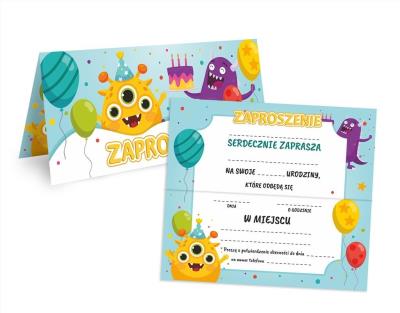 Opakowanie Zaproszenie na urodziny - Potworki 17x15cm