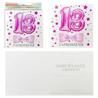 Opakowanie Zaproszenie Urodziny 18 5szt