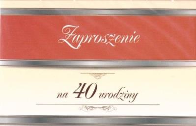 Opakowanie Zaproszenie Urodziny 40 ZT07 (10szt.)