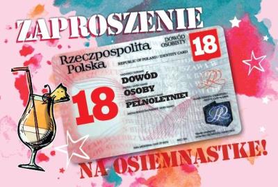 Opakowanie Zaproszenie Urodziny Osiemnastka ZA-101 (10szt.)