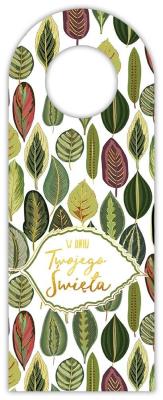 Zawieszka na butelkę - Liście w dniu Święta. Wydawca: Henry. SmakLiter.pl Opakowanie Zawieszka na butelkę - Liście w dniu Święta